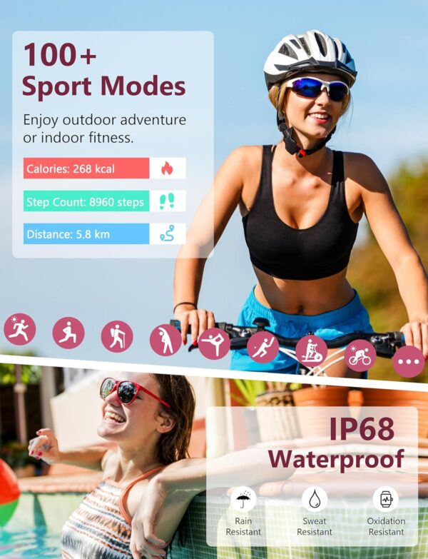 Smart Watch, 44mm Smartwatch Answer Make Calls, Alexa 1.83'' Fitness Watch, IP68 Waterproof Fitness Tracker Women Men, Heart Rate/Sleep Monitor, 100+ Sports Pedometer Watch for Android & iOS Phone - Image 6