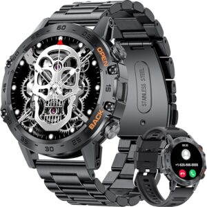 Military Smart Watch for Men(Answer/Dial Calls),100 Sports Modes, 5ATM Waterproof Fitness Watch with Heart Rate/SpO2/Blood Pressure for Android and iOS,1.39”HD DIY Screen Smartwatch Black