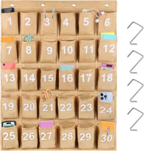Read more about the article Eamay 30 Numbered Classroom Pocket Charts for Cell Phones and Calculators Holder Wall Door Mount Hanging Organizer