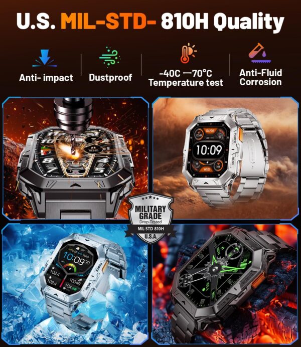 LIGE Military Smart Watches for Men(Answer/Make Calls),100-Day Battery Life,2.13" AMOLED Outdoor Sports Smartwatch with Compass,Heart Rate/Sleep Monitor Fitness Tracker for Android iOS,AI Voice - Image 8