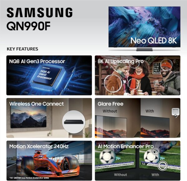 Samsung 85-Inch Class Neo QLED QN990F 8K Mini LED Smart TV (2025 Model) NQ8 AI Gen3 Processor, 8K AI Upscaling Pro, Wireless One Connect, Glare Free, Samsung Vision AI, Alexa Built-in - Image 4