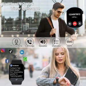 Smart Watch for Men Women Bluetooth Call, 1.85″ HD Screen Smartwatch with Heart Rate/Sleep Monitor, 110+ Sport Modes Activity Trackers IP68 Waterproof, Fitness Watch Android iOS, Carbon Black