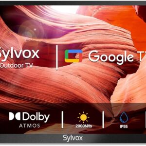 SYLVOX Outdoor TV, 55 inch 2000 Nit High Brightness Smart TVs, 4K Sunlight Readable Display, IP55 Waterproof, Smart TV for Outdoor Households or Commercial Places (Pool Pro 2.0/2024)