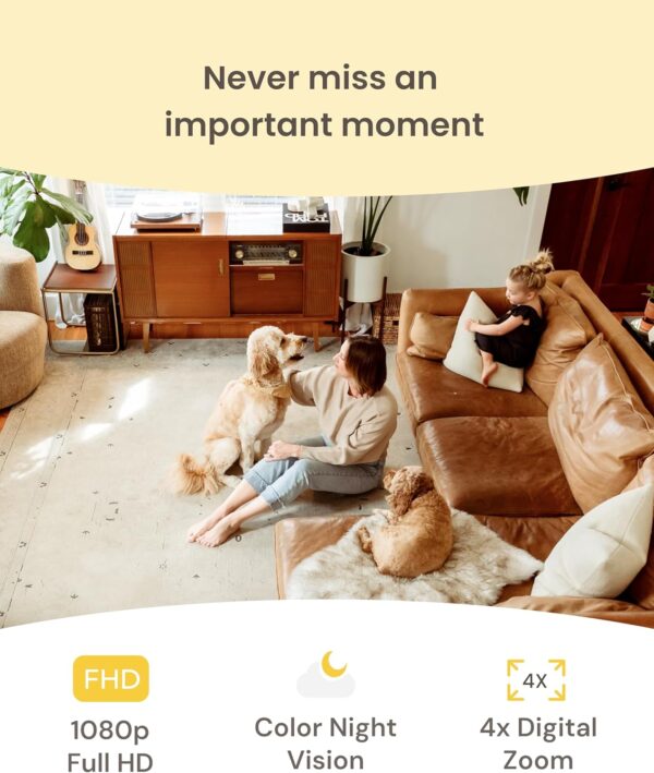 Furbo Mini Pet Camera: Security Cam w/Barking or Meowing Alerts, Cat or Dog Tracking w/Phone App, Smart Home Indoor Monitoring, 2-Way Speaker (Standard Features - No Subscription Required) - Image 3