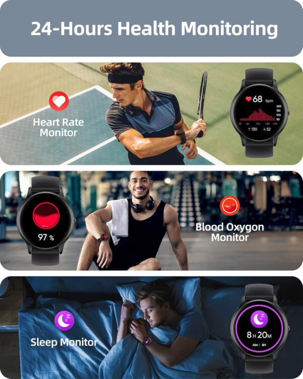 Parsonver Smart Watch for Men Women(Answer/Make Calls), HD Screen Fitness Tracker IP68 Waterproof 100+ Sport Modes, Heart Rate Sleep Monitor, Pedometer, Smartwatch for Android Phones/iPhone Compatible - Image 3