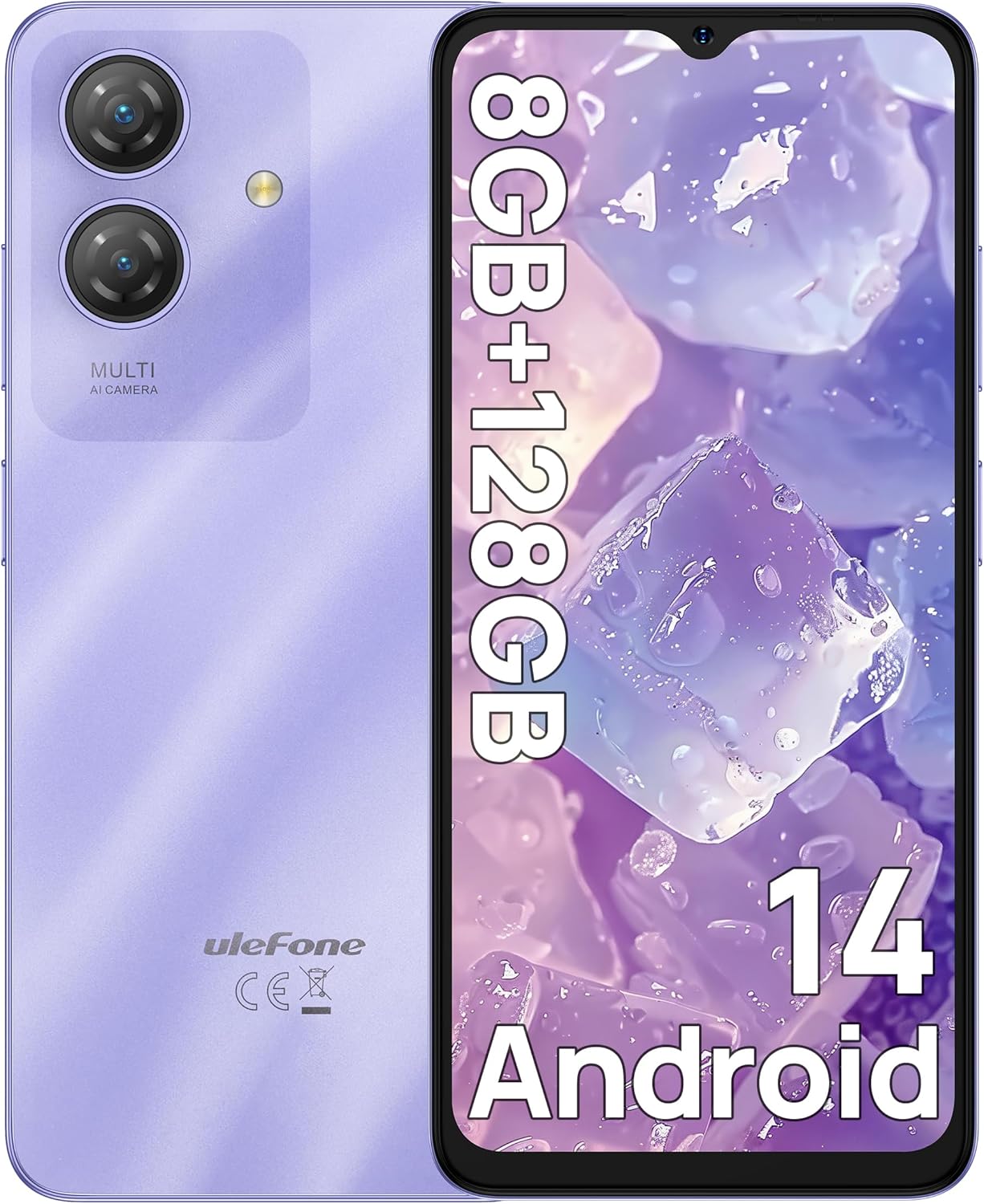 You are currently viewing Ulefone Note 21 Phone Unlocked, 8GB+128GB, 8-Core, 6.56″ HD+ 90Hz Display, Android 14, 13MP AI Camera, 5000mAh Battery, Dual 4G LTE, Fingerprint/Face Unlocked Cell Phone, Widevine L1, GPS, Purple