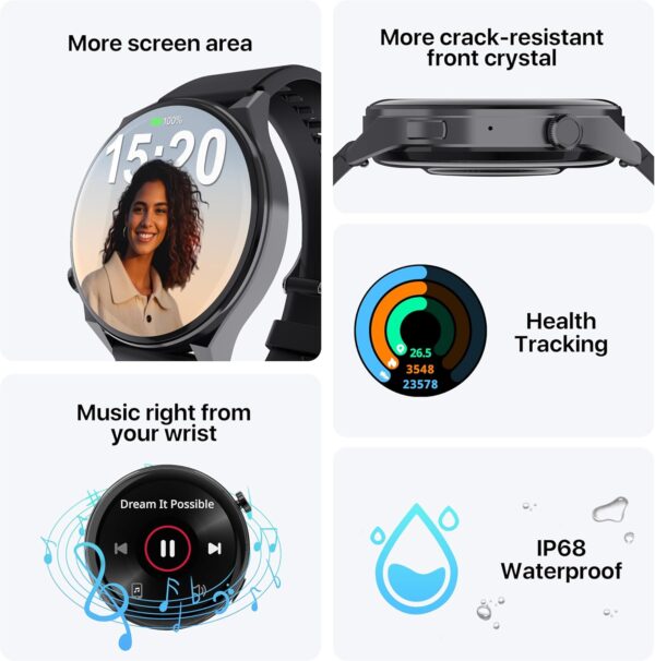 AI ChatGPT Translator Watch, Fitness Tracking, Heart Rate & Sleep Monitor, OLED Display, Titanium Alloy IP68 Waterproof, Multi-Sport Modes, Black - Image 5