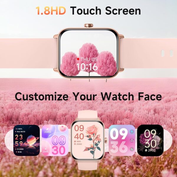 Smart Watches for Women Android & iPhone, Alexa Built-in, 1.85" Fitness Tracker with Answer/Make Calls, IP68 Waterproof Fitness Watch,Heart Rate, Sleep, SpO2 Monitor,Pedometer, Pink - Image 3