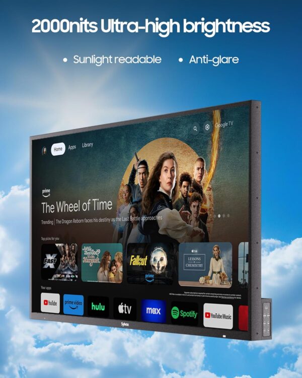 SYLVOX Outdoor TV, 55 inch 2000 Nit High Brightness Smart TVs, 4K Sunlight Readable Display, IP55 Waterproof, Smart TV for Outdoor Households or Commercial Places (Pool Pro 2.0/2024) - Image 6