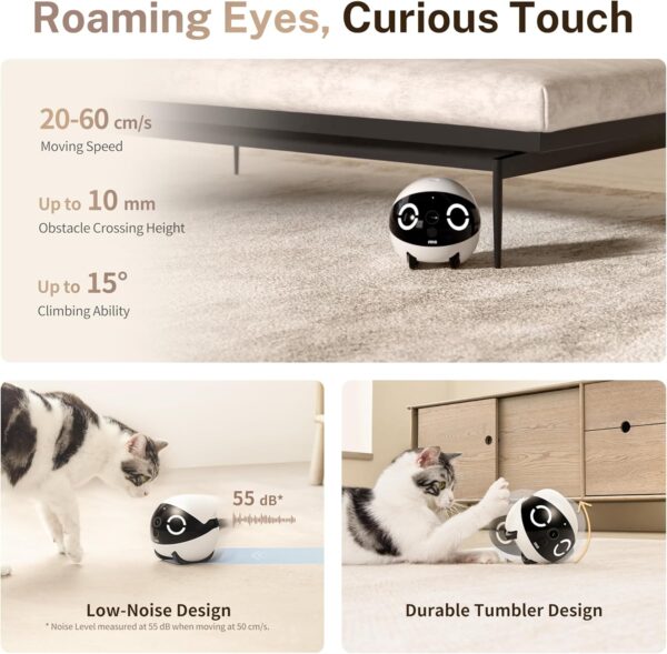 Enabot EBO 2K Camera Robot ROLA Mini: Movable Pet Camera Battery-Powered with Phone App, Indoor Cam w/One-Touch Call, 2-Way Talk, Night Vision, Motion Detection, Video Recording - Image 3