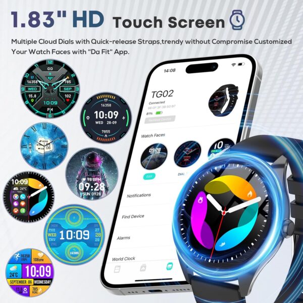Smart Watches for Women Men, 1.39" HD IPS Touchscreen Smartwatch with 120 Sports Modes, Heart Rate/Sleep Monitor, IP67 Waterproof, Bluetooth Call & Music Control for iPhone/Android (Black) - Image 3