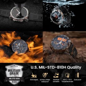 KOSPET Tank T3 Ultra 2 Smart Watch for Men GPS, Extra-Long Battery, Full Stainless Steel Body Rugged Smartwatch with Bluetooth Calling, 1.43″ AMOLED Display, Pressure&Altitude&Compass