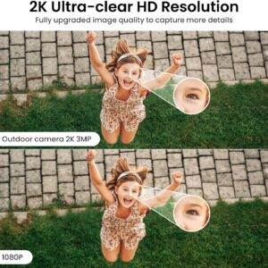 2K Cameras for Home Security-Outdoor/Indoor Camera for Dog/Cat/Pet/Nanny/Baby, Color Night Vision, White Light, Siren, 24/7 SD Recordings, Works with Alexa/Google Home, C1-White-2P (2.4Ghz WiFi)