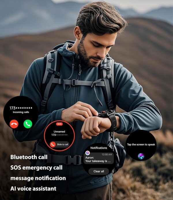 OUKITEL Smart Watch for Men GPS Watch, 1.43" AMOLED Display, 5ATM Waterproof Military Watch, 150+ Sport Modes, Fitness Activity Tracke with Compass Pedometer Sleep Monitor Heart Rate, for Android iOS - Image 5