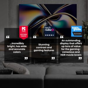 Hisense 65″ Class U8 Mini-LED ULED 4K UHD Google Smart TV (65U8QG, 2025 Model) – QLED, Native 165Hz, VRR 288, Up to LD5600, 5000 Nits, HDR10+, Dolby Vision IQ · Atmos, IMAX Enhanced, 4.1.2 Ch Audio