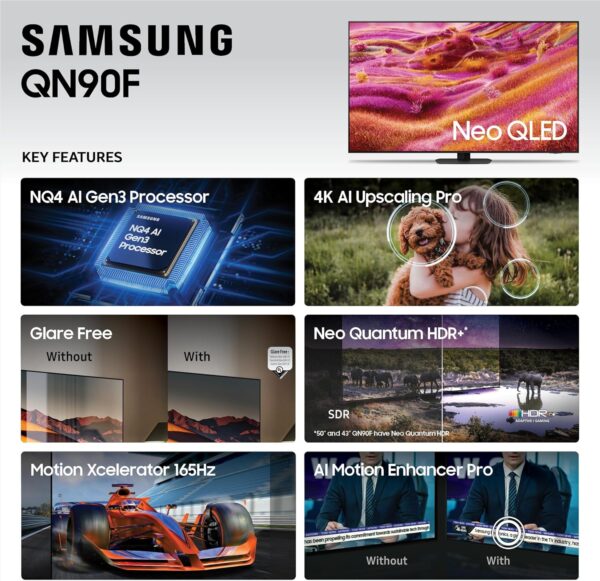 Samsung 65-Inch Class Neo QLED 4K QN90F Series, Vision AI, Mini LED Smart TV (2025 Model, 65QN90F) Neo Quantum HDR+, Object Tracking Sound+ w/Dolby Atmos, Glare Free, Gaming Hub, Alexa Built-in - Image 4