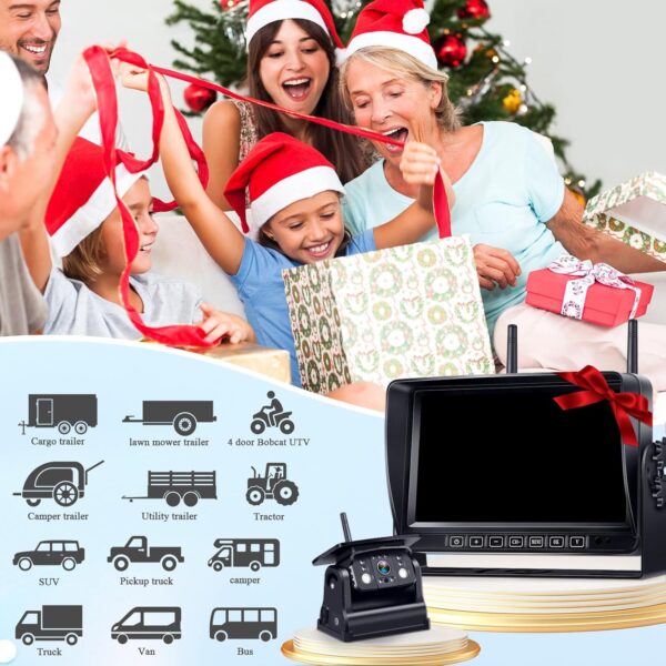 Dual Wireless Backup Camera for RV Trailer: Easy Setup Solar RV Rear View Camera with 7-inch Recording Monitor - 4 Channels Strong Magnetic HD 1080P Long-Battery Life for Camper, Truck, Fifth Wheel - Image 9