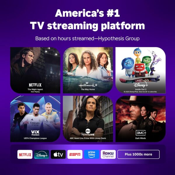 Roku Smart TV 2025 – 75-Inch Select Series, 4K HDR TV – RokuTV with Enhanced Voice Remote – Flat Screen LED Television with Wi-Fi for Streaming Live Local News, Sports, Family Entertainment - Image 2