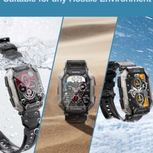 Smart Watch for Men with Answer/Make Call, 100+ Sports Modes Fitness Watch, IP68 Waterproof 80 Days Extra-Long Batter/Stress/Sleep Monitor Smartwatch for Android, Black