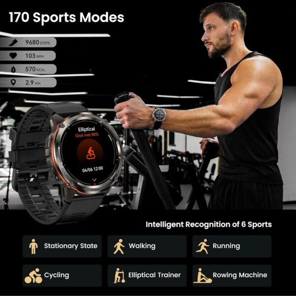 KOSPET Tank T3 Ultra 2 Smart Watch for Men GPS, Extra-Long Battery, Full Stainless Steel Body Rugged Smartwatch with Bluetooth Calling, 1.43" AMOLED Display, Pressure&Altitude&Compass - Image 7
