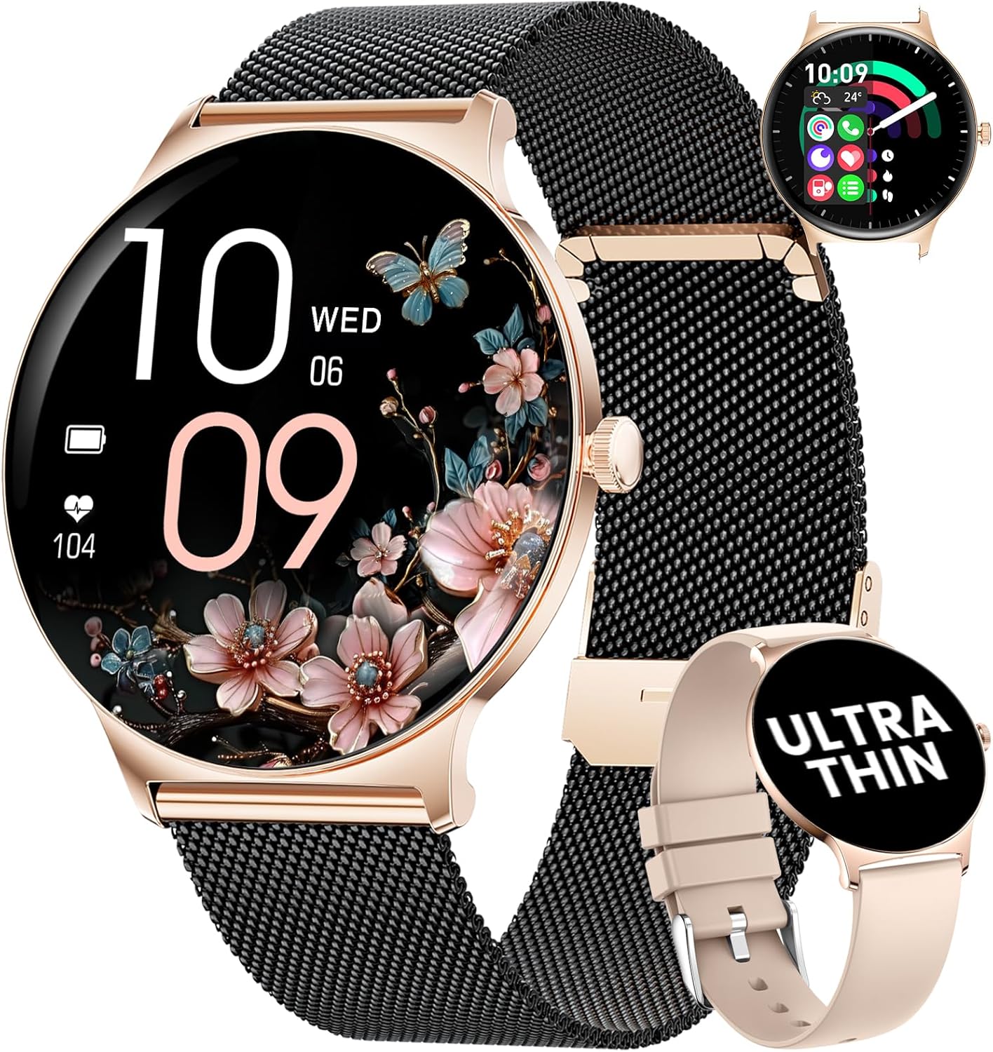 Smart Watches for Women, 1.43" AMOLED Display Fitness Tracker with Bluetooth Make/Answer Call, Heart Rate/Sleep Monitor/Female Cycle, 100+ Sports Modes, IP67 Waterproof for Android/iPhone