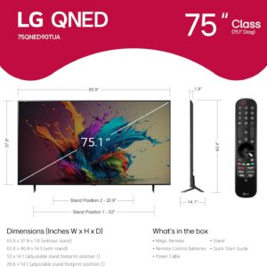 LG 75-Inch Class QNED90T Series Mini LED Smart TV 4K Processor Flat Screen with Magic Remote AI-Powered with Alexa Built-in (75QNED90TUA, 2024)