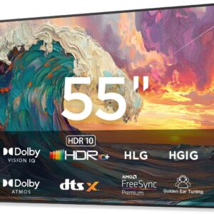 55-Inch Class QLED 4K Smart TV, Ultra-Slim Mural TV, 144Hz, HDR, Art Mode w/AI Art, Wide Color Gamut, Dolby Vision IQ, Dolby Atmos, Google Assistant Voice Remote(55F75, 2025 Model)