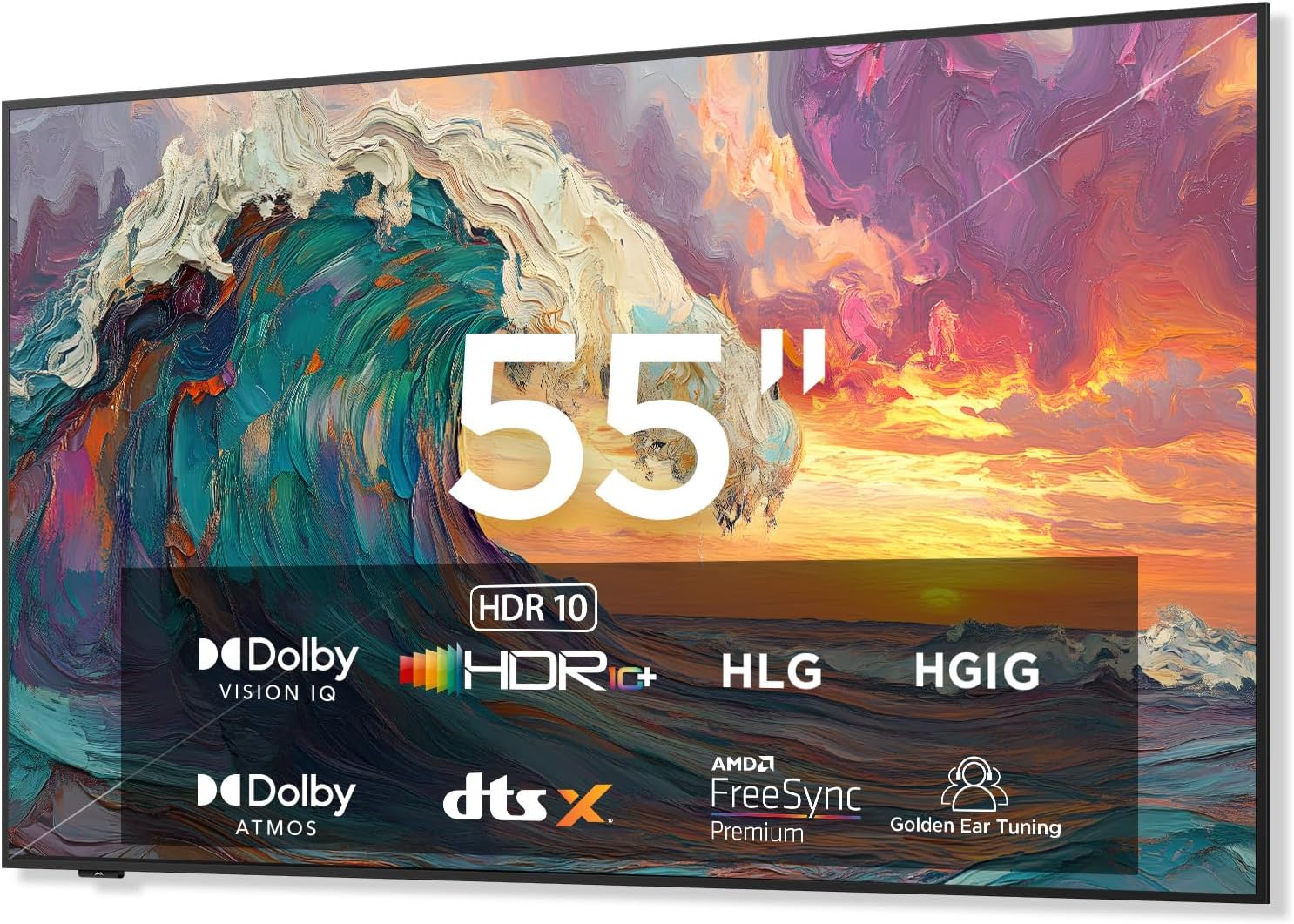 55-Inch Class QLED 4K Smart TV, Ultra-Slim Mural TV, 144Hz, HDR, Art Mode w/AI Art, Wide Color Gamut, Dolby Vision IQ, Dolby Atmos, Google Assistant Voice Remote(55F75, 2025 Model)