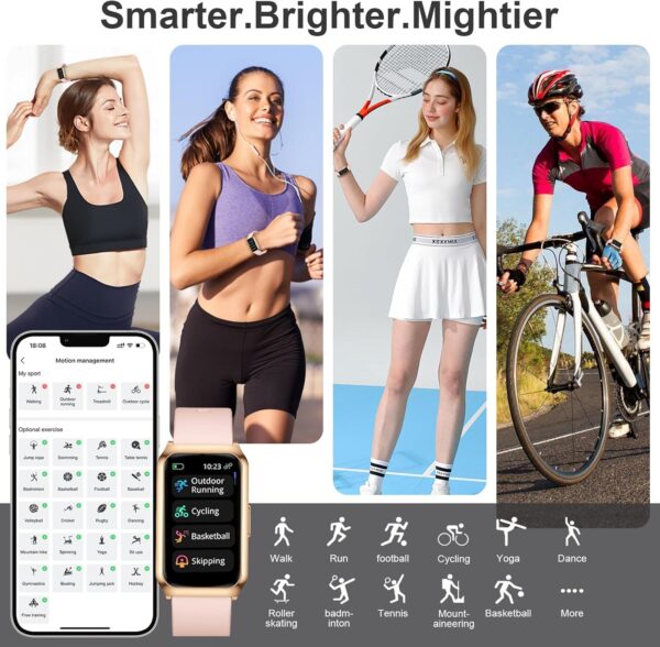 GADIXY Fitness Tracker,Smart Watch 7 Day+ Battery with 24/7 Heart Rate/Step/Calories,Activity Tracker,Aluminium Case,Blood Oxygen Sleep Monitor,IP68 Fitness Watches for Women Android&iOS Gold+Pink - Image 2