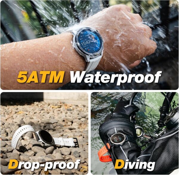 AGM Legion Rugged Smart Watch for Men, 5ATM Waterproof, Shockproof & Drop-proof, 100+ Sports Modes, Bluetooth Calling, Compass, Barometer & Altimeter, 1.43" AMOLED Display, Heart Rate & Sleep Tracking - Image 2