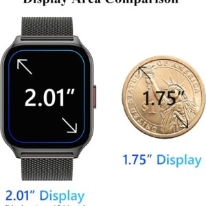 Popglory Smart Watch Answer/Make Calls, 2.01” Smartwatch with AI Voice Control, Blood Pressure/SpO2/Heart Rate Monitor, Fitness Tracker Watch 2 Straps for Men Women for iOS Android Phones