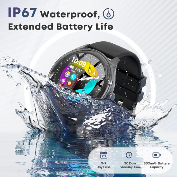 Smart Watches for Women Men, 1.39" HD IPS Touchscreen Smartwatch with 120 Sports Modes, Heart Rate/Sleep Monitor, IP67 Waterproof, Bluetooth Call & Music Control for iPhone/Android (Black) - Image 5