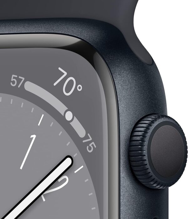 Apple Watch Series 8 (GPS, 45mm) Midnight Aluminum Case with Midnight Sport Band (Renewed Premium) - Image 3