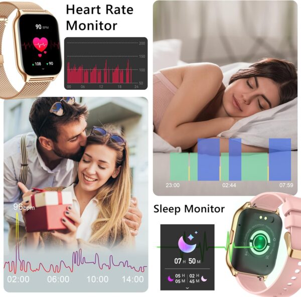 Smart Watch 45mm for Women Men(Dial/Answer Calls), 2.0" Fitness Tracker Watch with Heart Rate/Blood Pressure/Blood Oxygen Monitor for Android iOS - Image 5