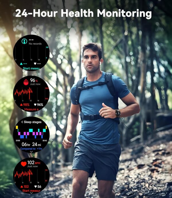 OUKITEL Smart Watch for Men GPS Watch, 1.43" AMOLED Display, 5ATM Waterproof Military Watch, 150+ Sport Modes, Fitness Activity Tracke with Compass Pedometer Sleep Monitor Heart Rate, for Android iOS - Image 7