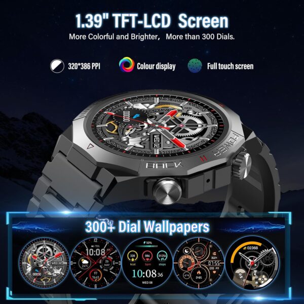 Military Smart Watches for Men (Answer/Make Calls), 1.39" HD Fitness Watches, Heart Rate/Sleep Monitor, 110+ Sports Modes Watch for Men, Waterproof Watch, 30Day, Watches for Android/iPhone, Black - Image 7