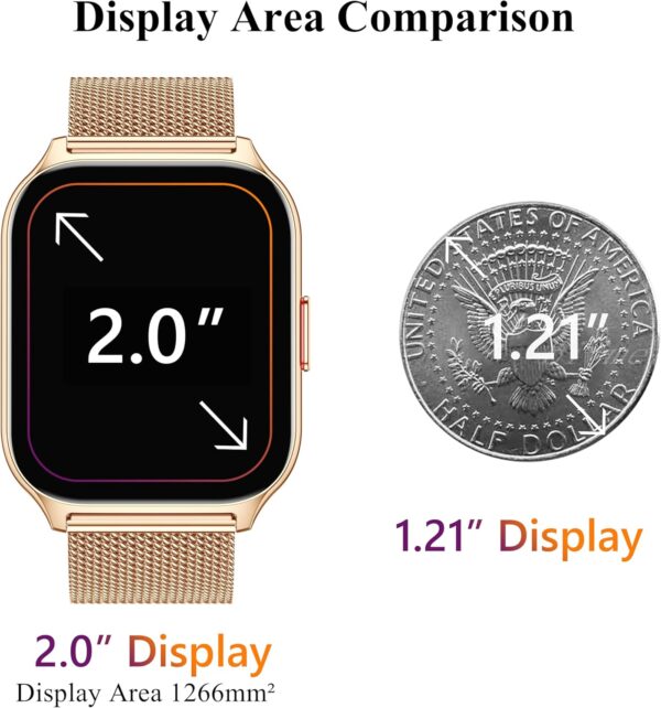 Smart Watch 45mm for Women Men(Dial/Answer Calls), 2.0" Fitness Tracker Watch with Heart Rate/Blood Pressure/Blood Oxygen Monitor for Android iOS - Image 8