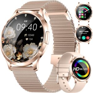 SUNKTA Smart Watch for Women(Dial/Answer Call), 1.32″ AMOLED HD Display, 100+ Sports Mode Fitness Tracker Watch, 5ATM Waterproof/IP68/Sleep Smartwatch Women, iOS Android Smart Watches for Women
