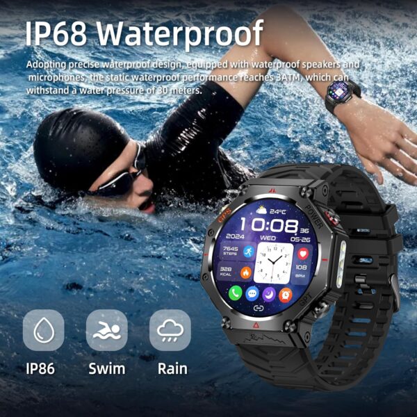 SW8(Black) 1.39" Stylish Smartwatch for Men, Bluetooth Calling, AI Voice Assistant, 107 Sport Modes, 3ATM Waterproof, Fashionable Design, Compatible with Android/iOS - Image 3