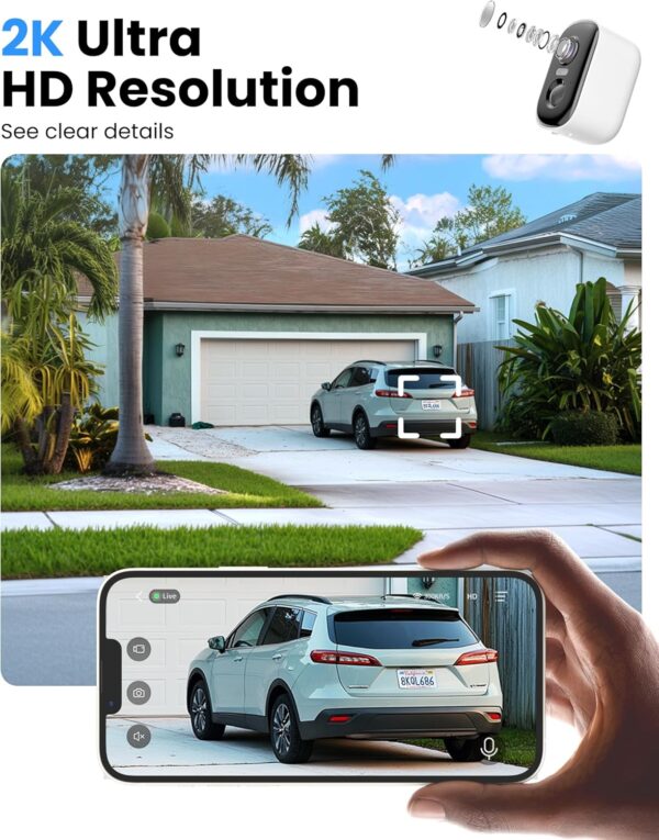 Outdoor Security Camera Wireless, 2K Battery Powered WiFi Cameras for Home Security with AI Motion Detection, Color Night Vision, Siren Alarm, 2-Way Talk, IP66 Waterproof, Cloud/SD Storage (4 Pack) - Image 2