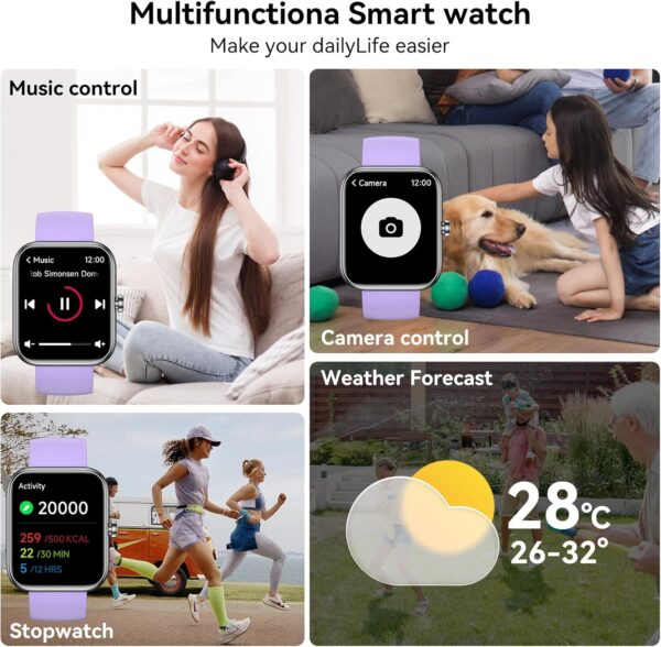 Smart Watch for Men Women Alexa Built-in, 1.83" HD Fitness Tracker Touchscreen with Call Function, IP68 Waterproof, 120+ Sport Modes, 24/7 Heart Rate/Sleep Monitor, iOS Android Compatible (Purple) - Image 7