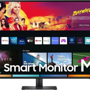 SAMSUNG 43″ M70B Series 4K UHD USB-C Smart Monitor & Streaming TV, 4ms, 60Hz, HDR10, Wireless Display, Gaming and IoT Hubs, Alexa Built-in, 2022, LS43BM702UNXZA, Black