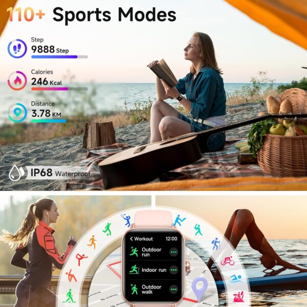 Smart Watches for Women Android & iPhone, Alexa Built-in, 1.85" Fitness Tracker with Answer/Make Calls, IP68 Waterproof Fitness Watch,Heart Rate, Sleep, SpO2 Monitor,Pedometer, Pink - Image 5