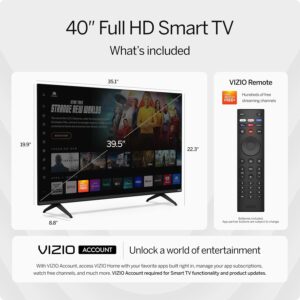 VIZIO 40-inch Full HD 1080p Smart TV with DTS Virtual: X, Alexa Compatibility, Chromecast Built-in, Bluetooth Headphone Capable (Renewed)