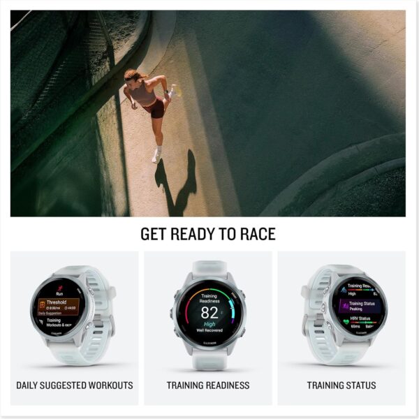 Garmin® Forerunner® 570, 42mm, Advanced GPS Running and Triathlon Smartwatch, AMOLED Display, Training and Recovery Features, Cloud Blue Aluminum with Translucent Whitestone/Cloud Blue Band - Image 4