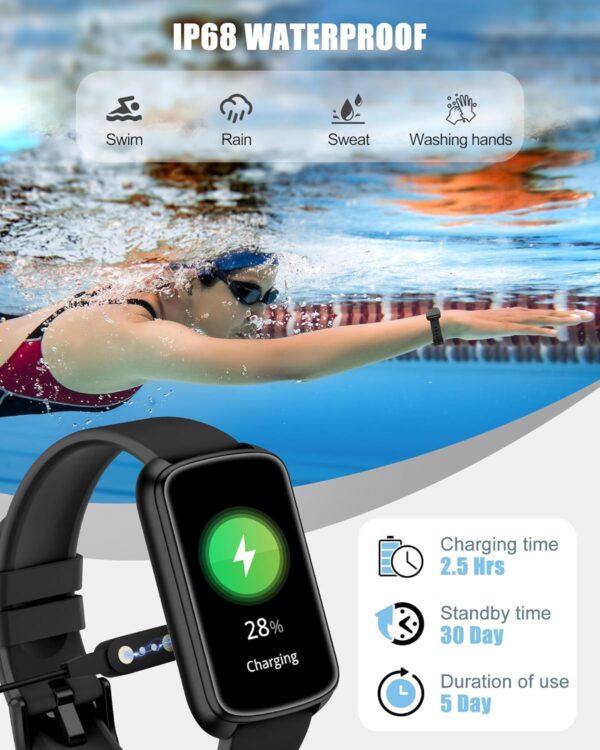 Fitness Tracker, Smart Watch for Women Men with 24/7 Heart Rate/Blood Pressure/Blood Oxygen Monitor,Sleep Tracker,Step & Calorie Counter, IP68 Waterproof Fitness Watches Compatible with Android&iPhone - Image 7