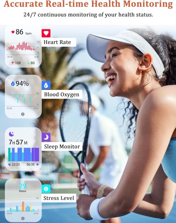 Smart Watch, Alexa Built-in, Answer/Make Calls 44mm Smartwatch Women Men, 1.83" Sports Watch IP68 Waterproof, Heart Rate SpO2 Sleep Stress Monitor, Step Counter Watch for Android & iOS Phone - Image 5
