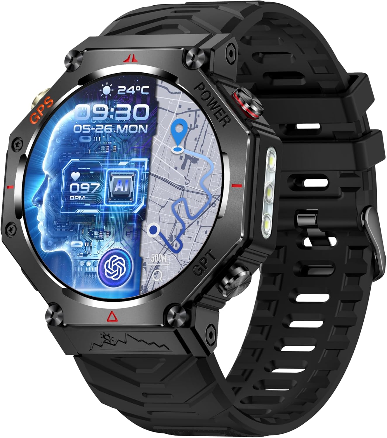 SW8(Black) 1.39" Stylish Smartwatch for Men, Bluetooth Calling, AI Voice Assistant, 107 Sport Modes, 3ATM Waterproof, Fashionable Design, Compatible with Android/iOS