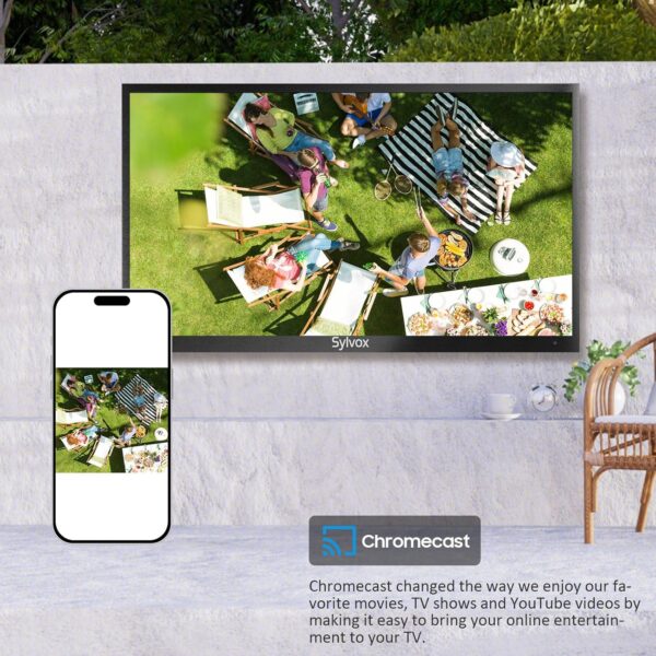 SYLVOX Outdoor TV, 43 inch Smart TV Waterproof Outdoor TVs, 4K Weatherproof Television for Outside, Support Google Assistant, Chromecast, 1000 nit Brightness Partial Sun (Deck Pro 2.0/2024) - Image 9