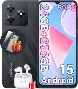 Read more about the article Blackview WAVE 8 Unlocked Phones, Android 15 Smartphones 24GB+256GB/2TB, 4G Octa-Core, 13MP+8MP AI Camera 5000mAh/10W Cell Phone, 6.56″ HD+, GPS/OTG, Fingerprint/Face ID Mobile Phones, Black Celulares